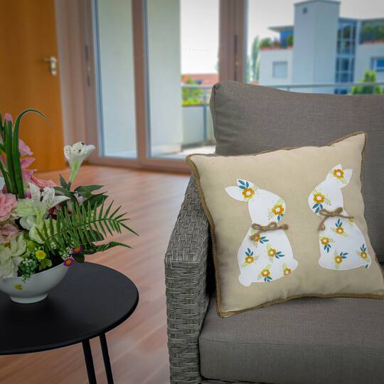 16'' Floral Bunny Easter Pillow